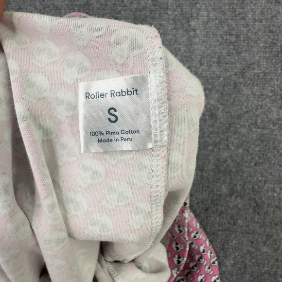 Bloomies x Roller Rabbit 2PC Pajama Set S Pink Skull Sleepwear Coquette Romantic - Picture 12 of 16